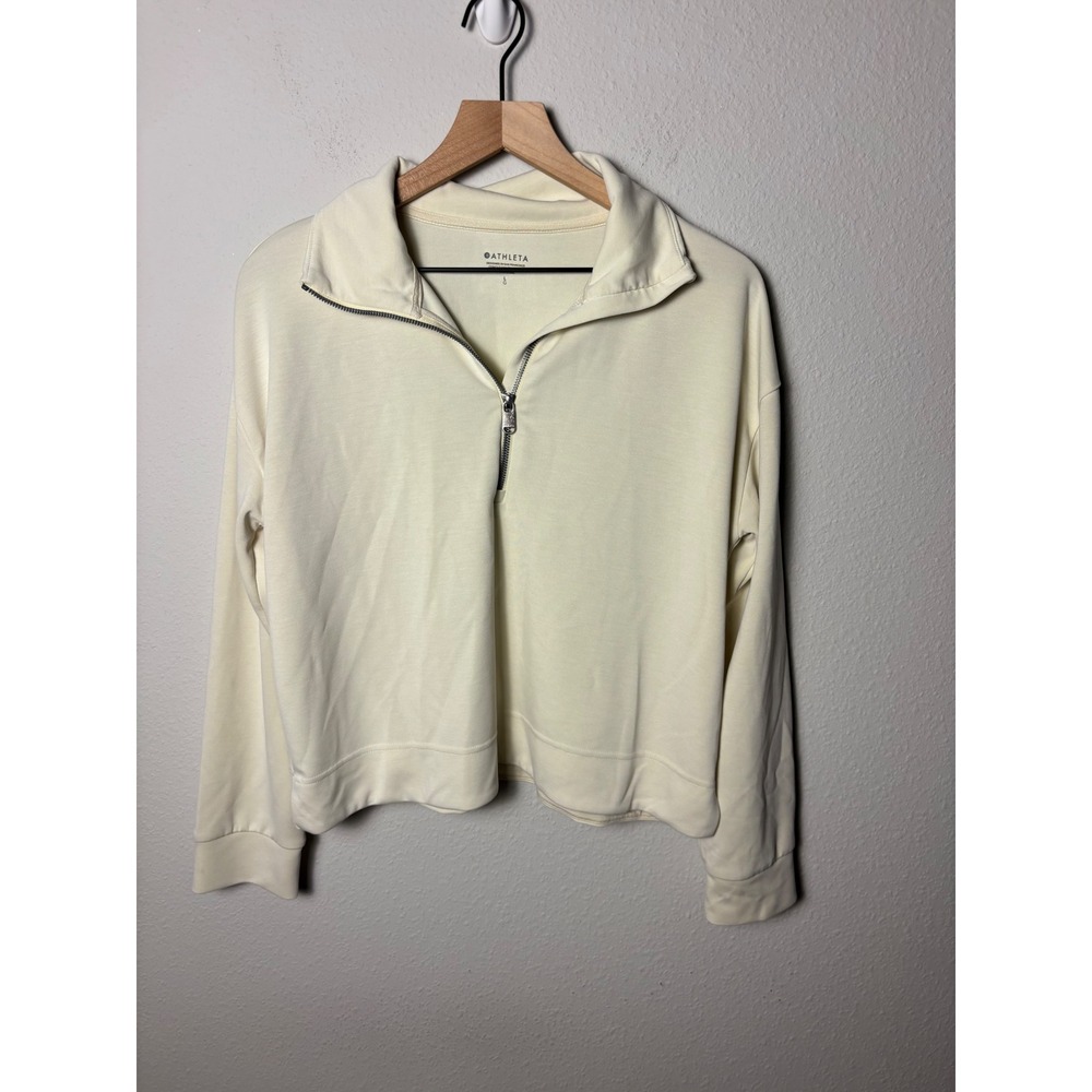 Athleta Seasoft 1/4 Zip Pullover Yellow Sweatshirt 882393-17 Womens Large